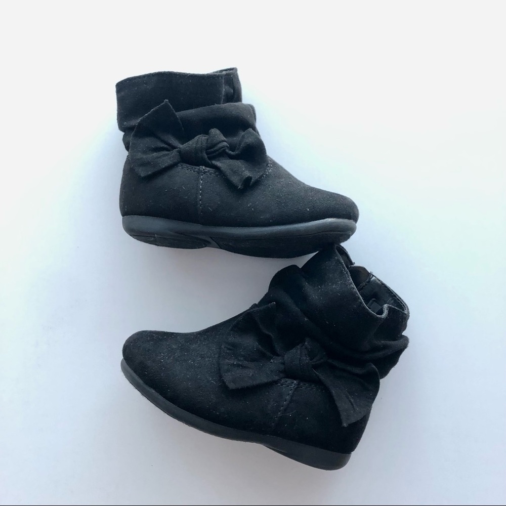 Toddler boots with side bow black